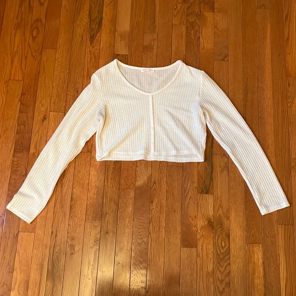 White Long Sleeve Crop Top
